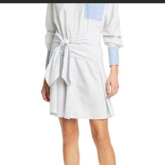 Frame Stripe Wrap Dress Long Sleeve T Shirt Dress Front Buttons sz Small NWT - Picture 2 of 8